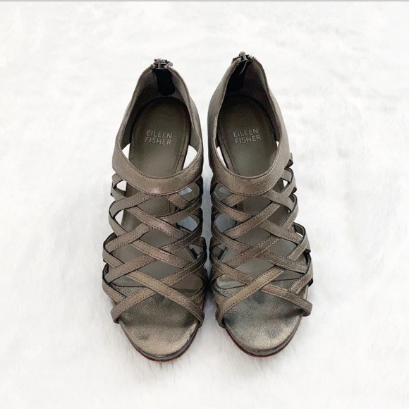 Eileen Fisher Platform Wedge Cage Sandals, size 7 - Picture 2 of 6